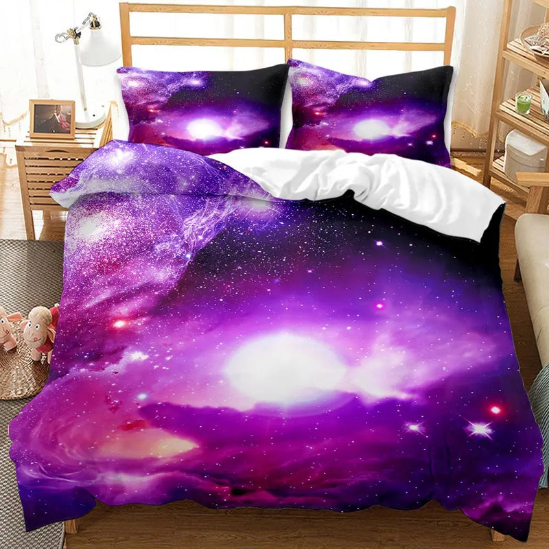 3D Galaxy Duvet Cover Set Single double Twin/Queen 2pcs/3pcs/4pcs bedding sets Universe Outer Space Themed Bed Linen 2