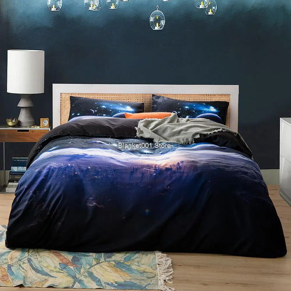 Space star 3d Galaxy Duvet Cover Set Single double Twin/Queen 2pcs/3pcs bedding sets Universe Outer Space Themed Bed Linen