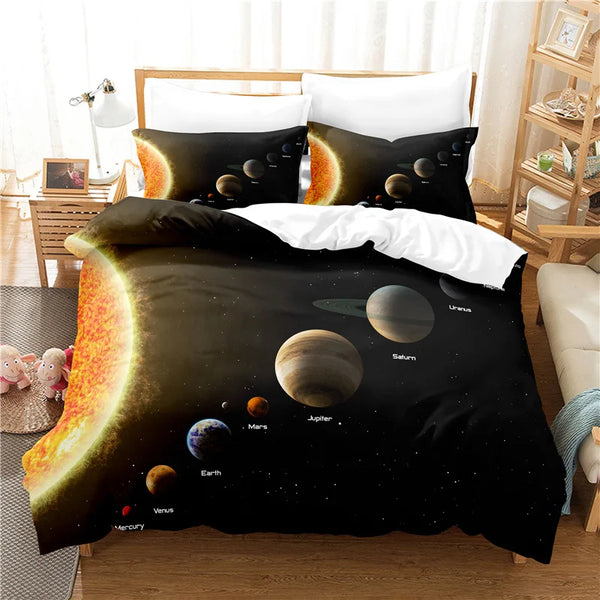 3D Galaxy Duvet Cover Set Single Double Twin/Queen 2pcs/3pcs Bedding Sets Universe Outer Space Themed Bedding Set