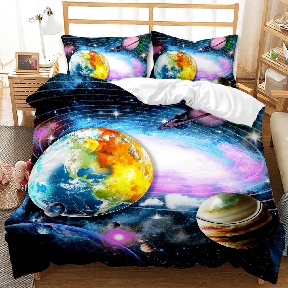 3D Galaxy Duvet Cover Set Single double Twin Queen 2pcs 3pcs 4pcs bedd Sky Oasis